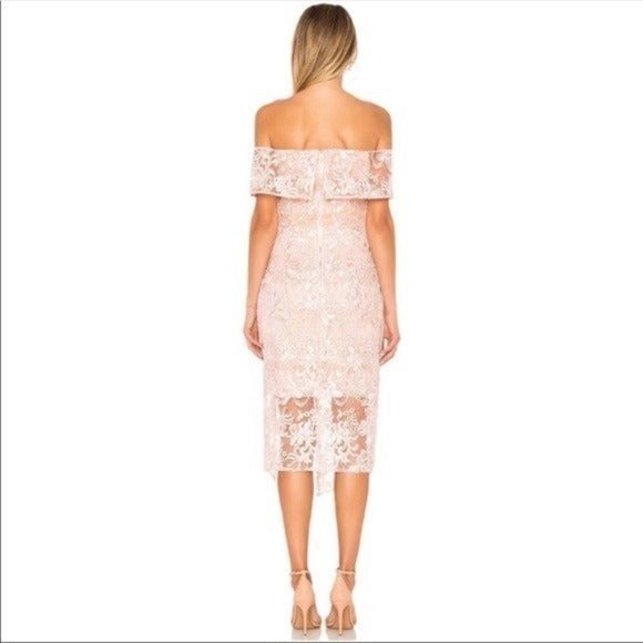 Elliatt Dress Blush Pink Floral Lace Mid - Picture 4 of 12